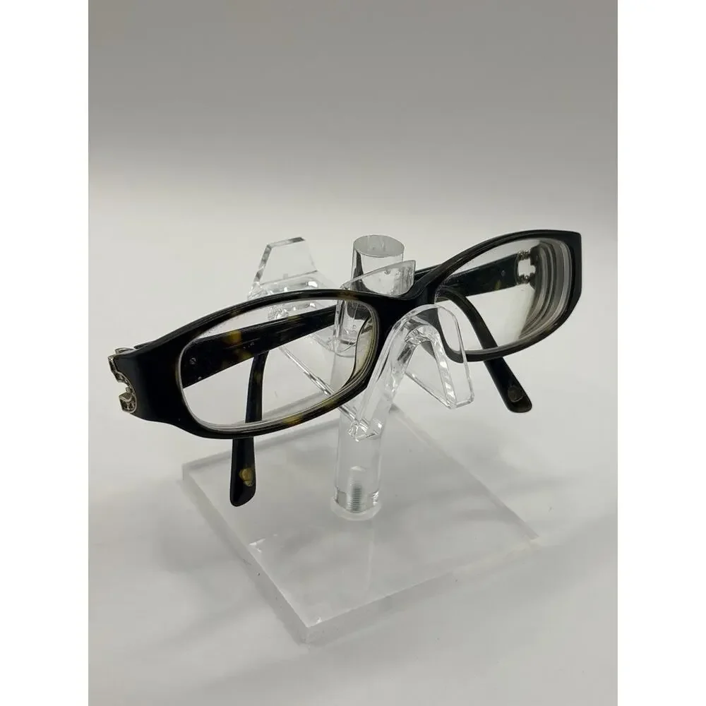 Bebe Womens Eyeglasses Tortoise Brown Gold Embellished Rectangle Frames 140